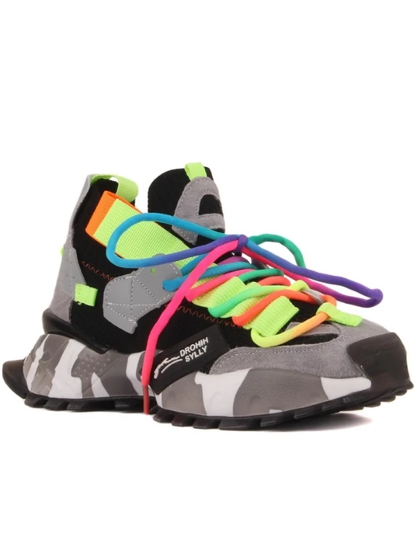 RENKLİ BAĞCIKLI SNEAKER SİYAH