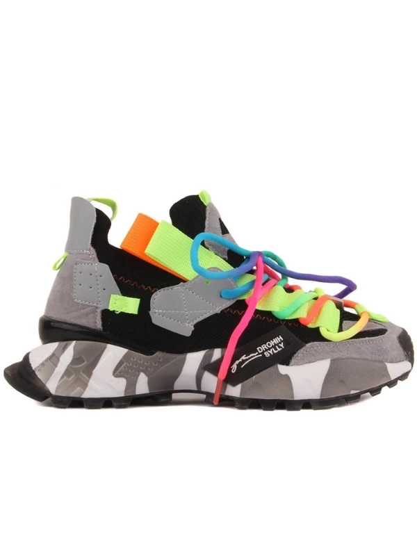 RENKLİ BAĞCIKLI SNEAKER SİYAH