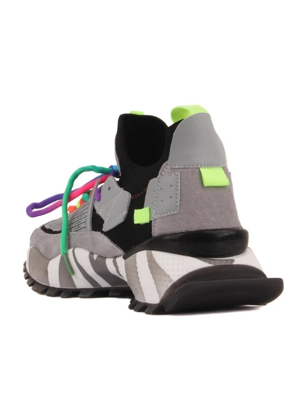 RENKLİ BAĞCIKLI SNEAKER SİYAH