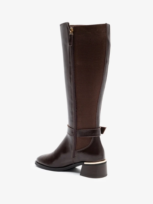 STREÇ DETAY DERİ ÇİZME KAHVE