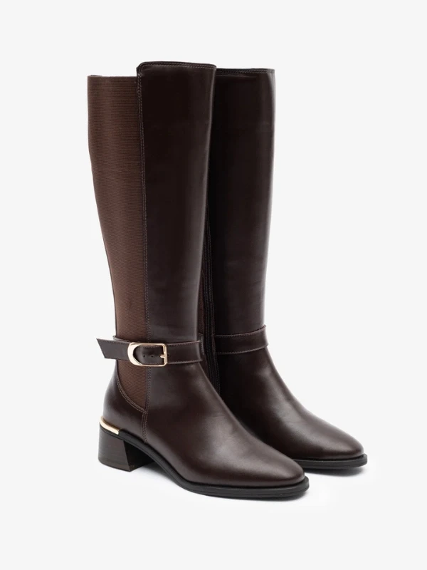 STREÇ DETAY DERİ ÇİZME KAHVE