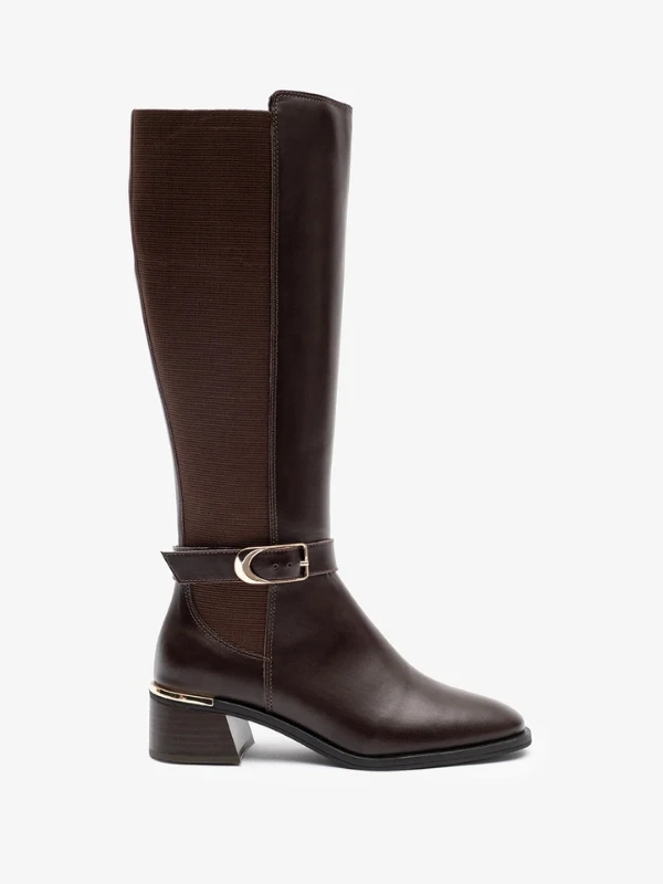 STREÇ DETAY DERİ ÇİZME KAHVE