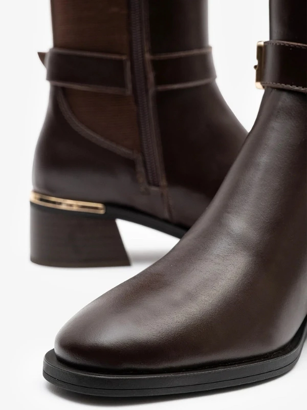 STREÇ DETAY DERİ ÇİZME KAHVE