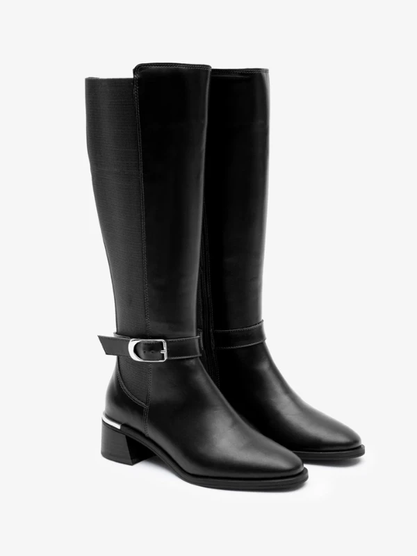 STREÇ DETAY DERİ ÇİZME SİYAH