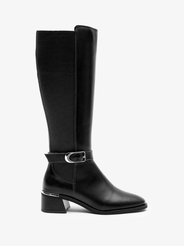 STREÇ DETAY DERİ ÇİZME SİYAH