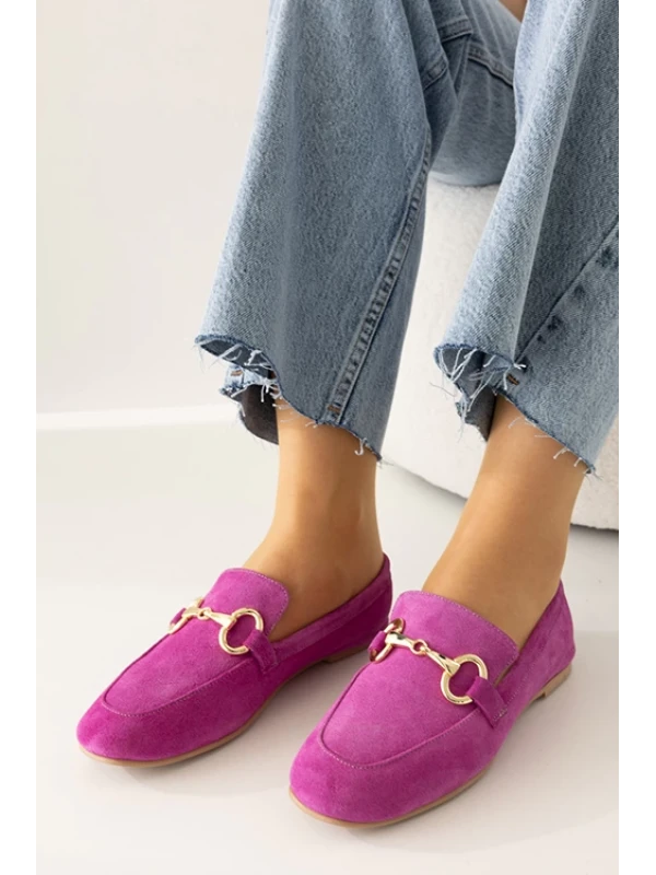 SÜET ARMANİ TOKA DETAYLI BABET  FUŞYA