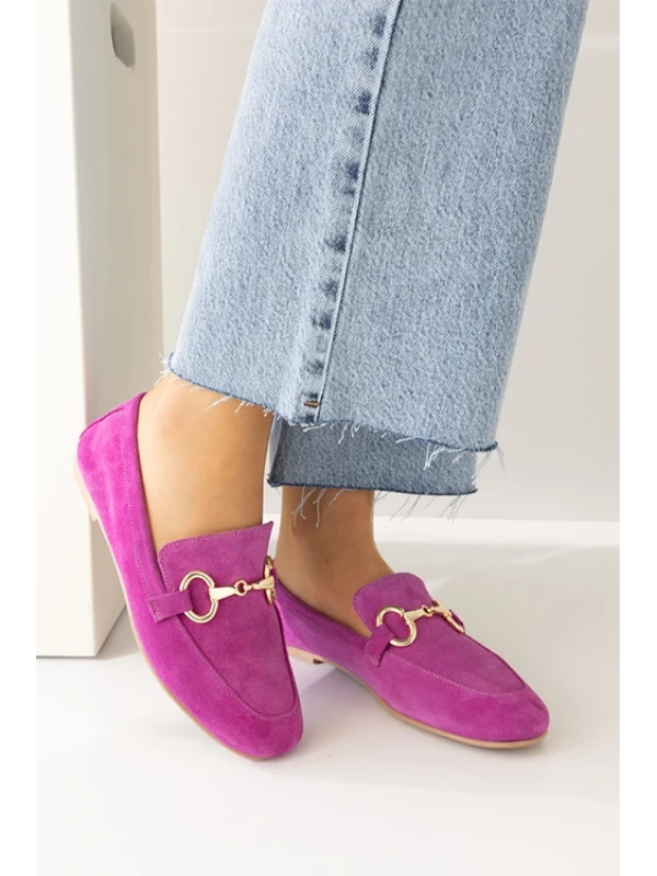 SÜET ARMANİ TOKA DETAYLI BABET  FUŞYA