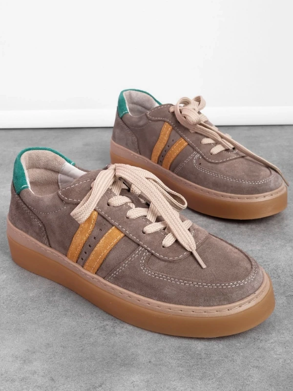 SÜET DERİ SNEAKER VİZON