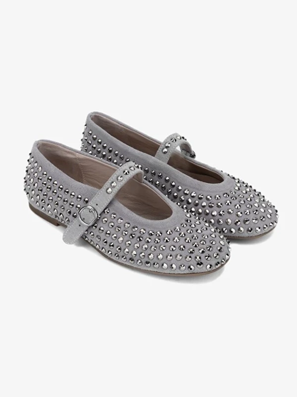 SÜET DERİ TAŞLI BABET GRİ