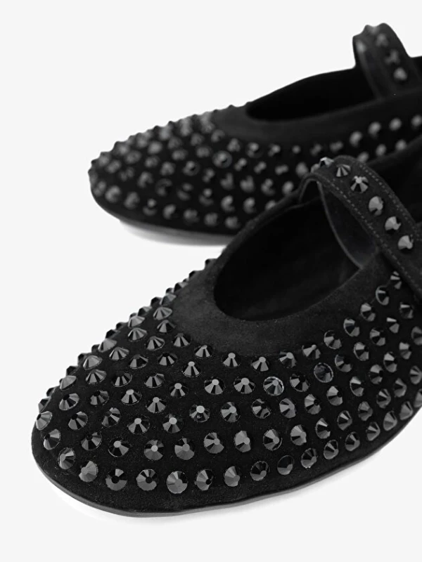 SÜET DERİ TAŞLI BABET SİYAH