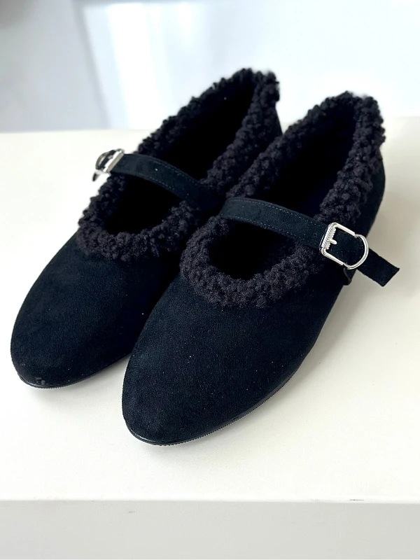 SÜET İÇİ KÜRKLÜ BASİC BABET SİYAH