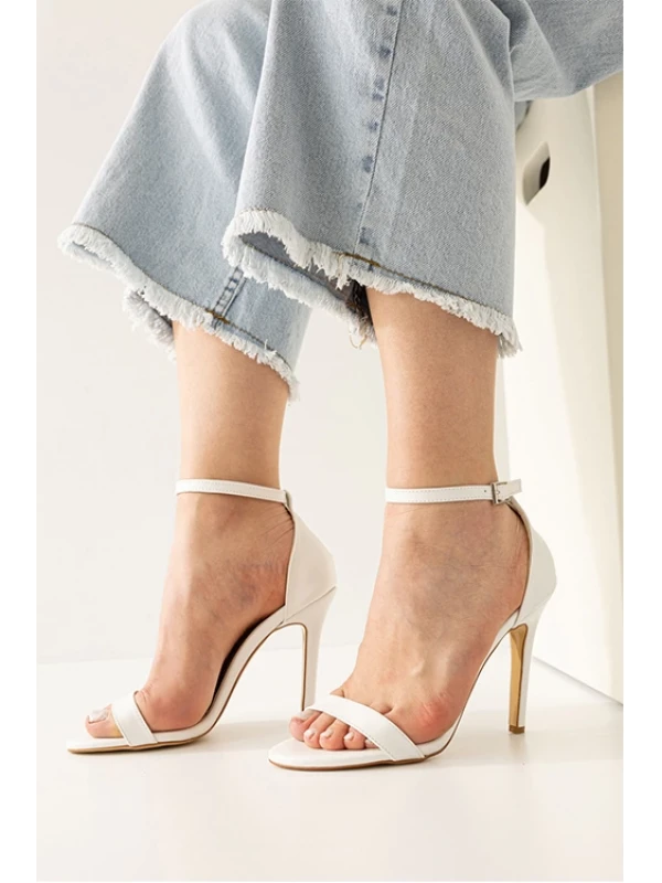 TEK BANT YÜKSEK TOPUK AÇIK  BEYAZ