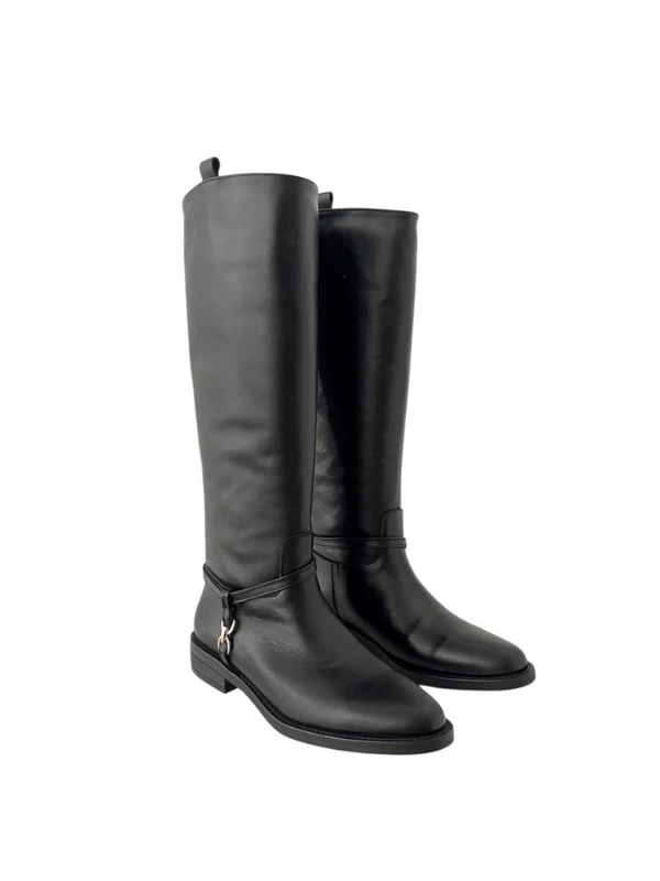 TOKA DETAY DERİ ÇİZME SİYAH