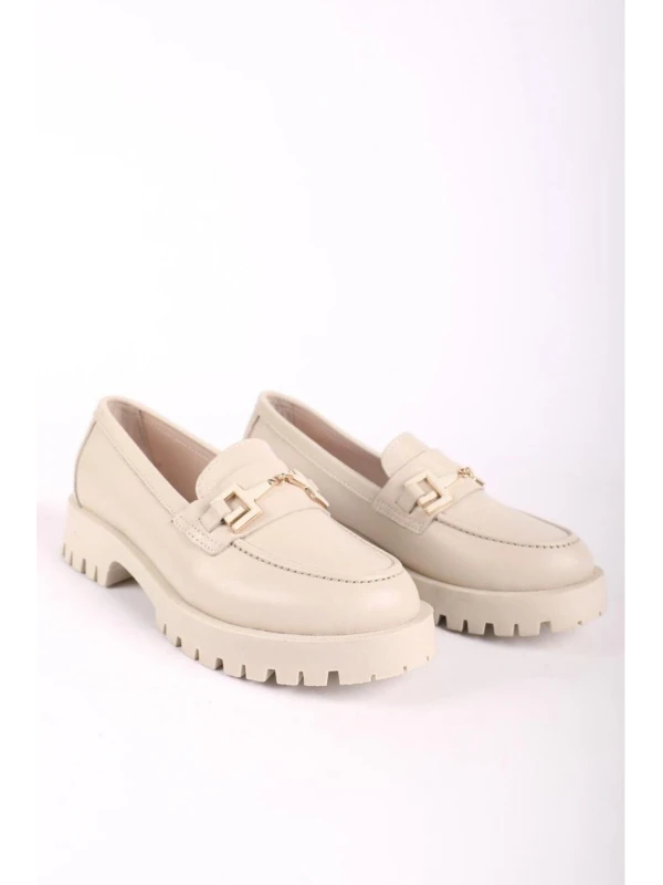 TOKA DETAY DERİ LOAFER KREM