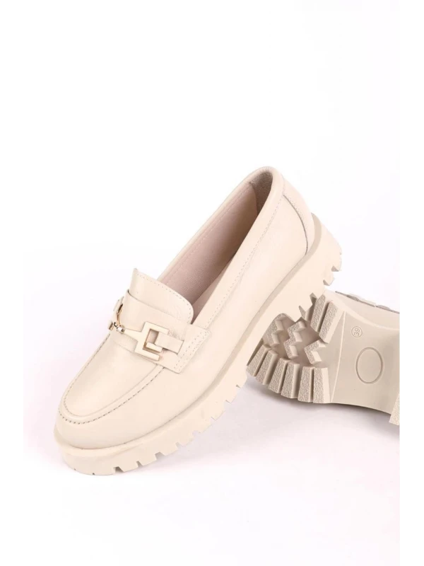 TOKA DETAY DERİ LOAFER KREM