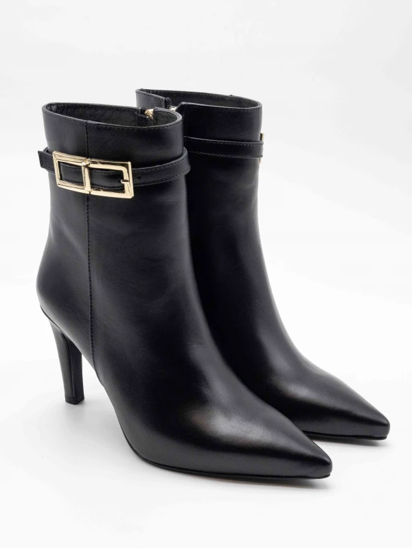 TOKA DETAY DERİ TOPUKLU BOT SİYAH