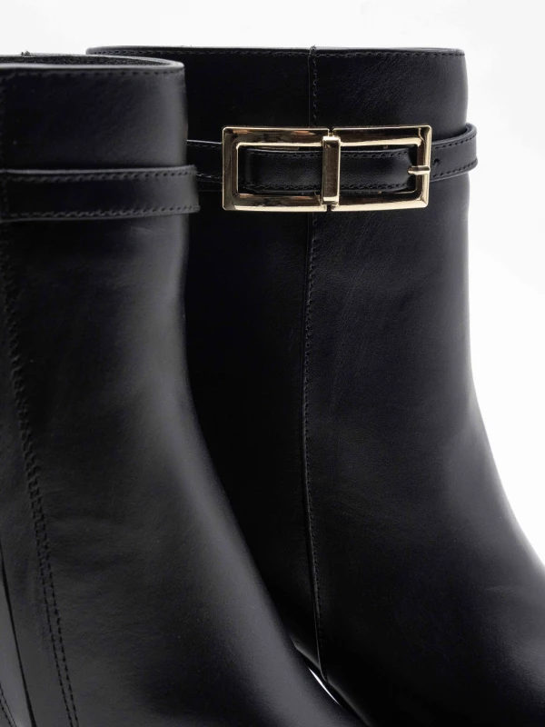 TOKA DETAY DERİ TOPUKLU BOT SİYAH