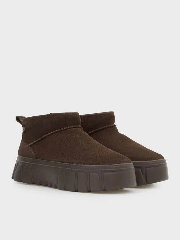 Tommy Hilfiger Suede Platform Boots Wl KAHVE