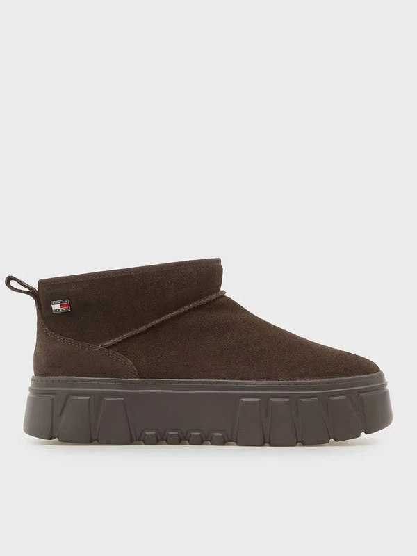 Tommy Hilfiger Suede Platform Boots Wl KAHVE