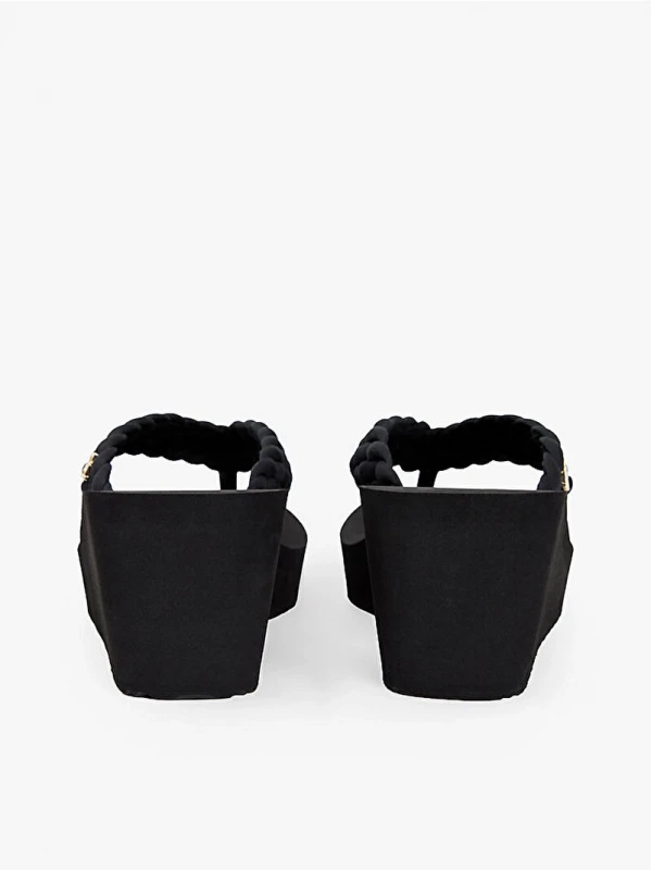 Tommy Hilfiger Th Wedge Braıdet Summer Sandalet SİYAH