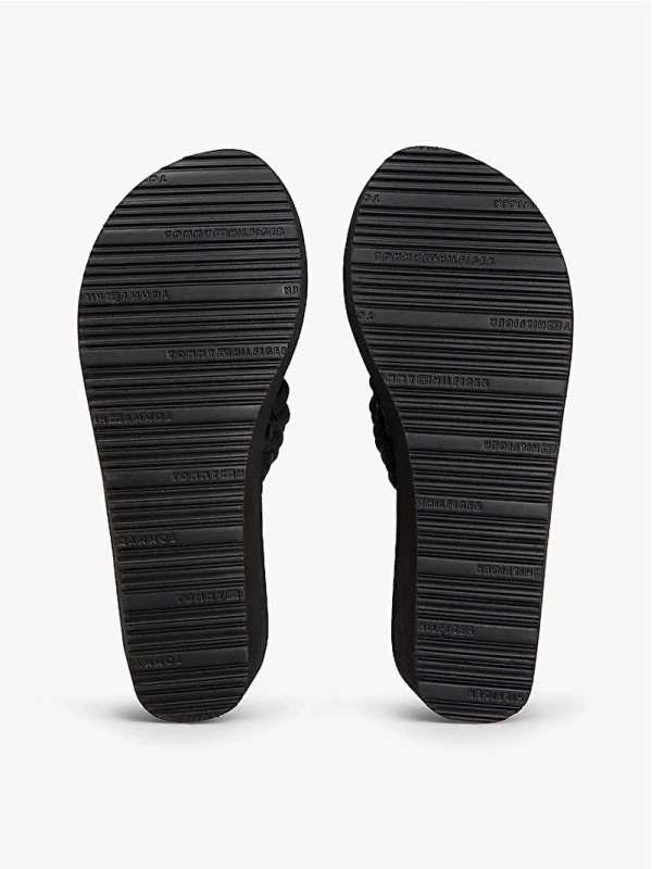 Tommy Hilfiger Th Wedge Braıdet Summer Sandalet SİYAH
