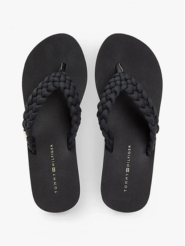 Tommy Hilfiger Th Wedge Braıdet Summer Sandalet SİYAH