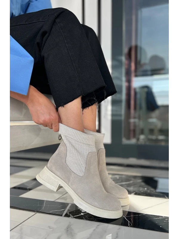 TRİKO BİLEKLİ SÜET BOT BEJ