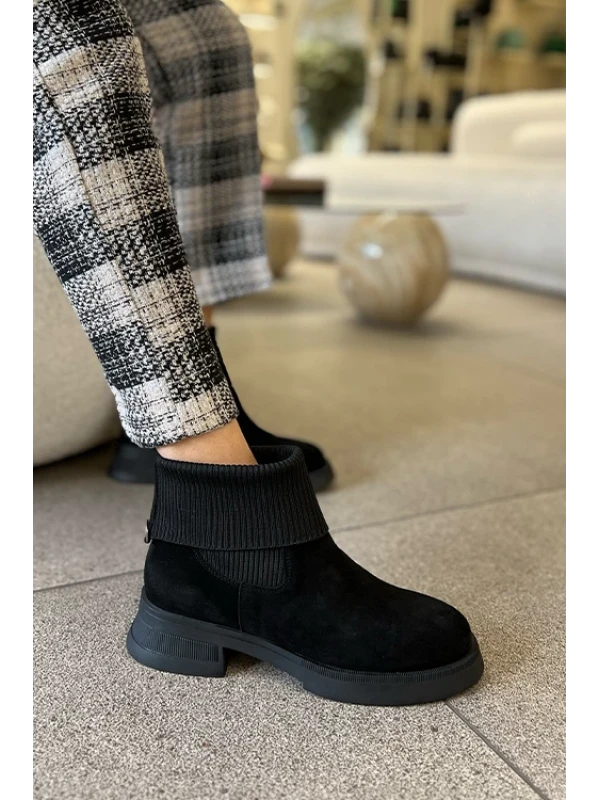 TRİKO BİLEKLİ SÜET BOT SİYAH