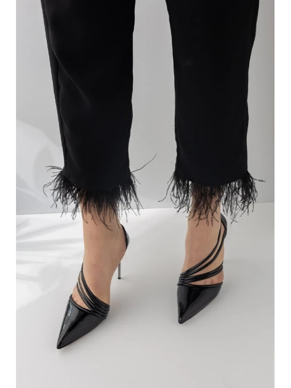4 BANT DETAYLI STİLETTO  SİYAH