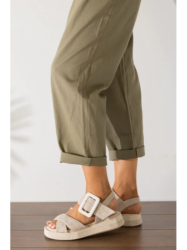 YARMA SÜET DERİ SANDELET BEJ