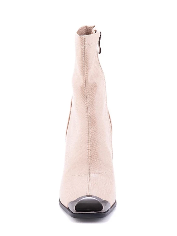 ÖN METAL DETAYLI YILAN DERİ NUDE