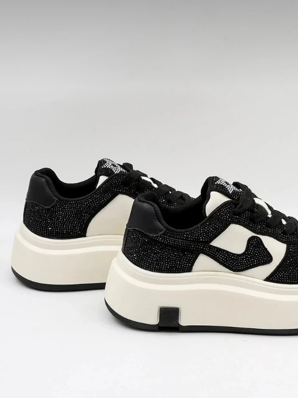 YÜKSEK TABAN DERİ TAŞLI AYAKKABI SİYAH