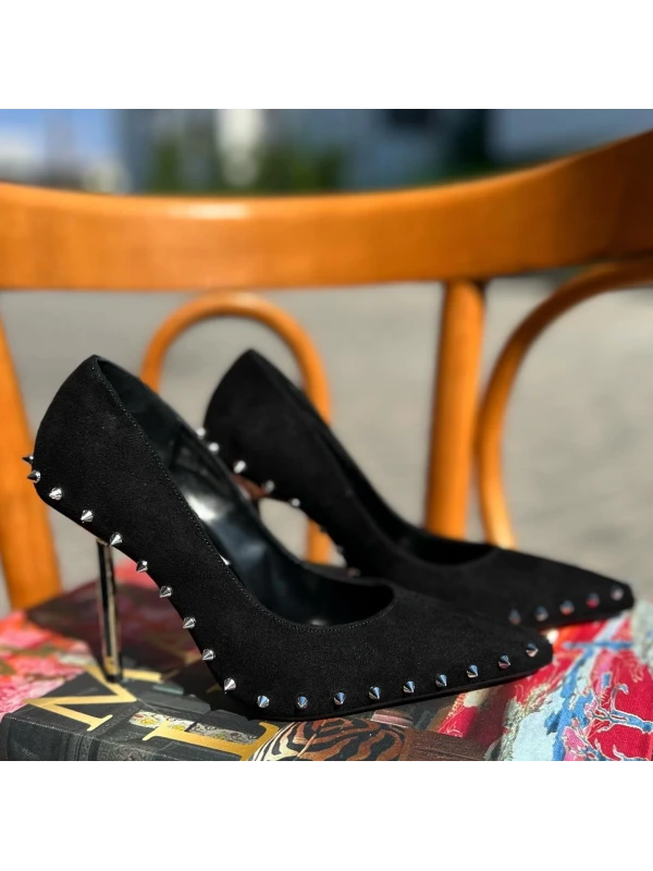 ZIMBA DETAY SÜET STİLETTO  SİYAH