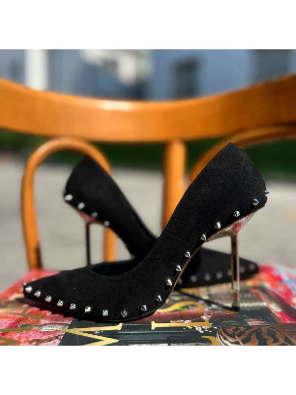 ZIMBA DETAY SÜET STİLETTO  SİYAH