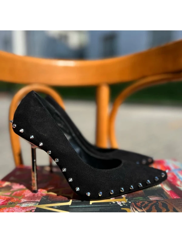 ZIMBA DETAY SÜET STİLETTO  SİYAH