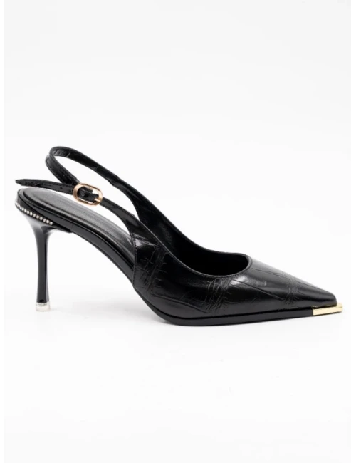 KROKO GOLD DETAY TOPUKLU SİYAH