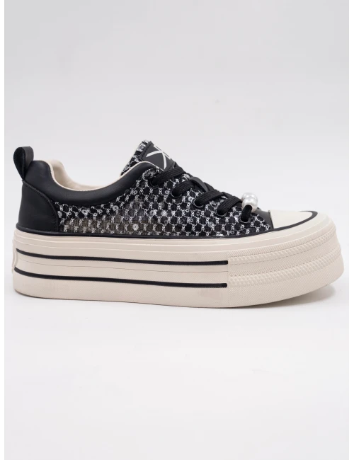 GÜMÜŞ DETAYLI KADIN SNEAKER SİYAH