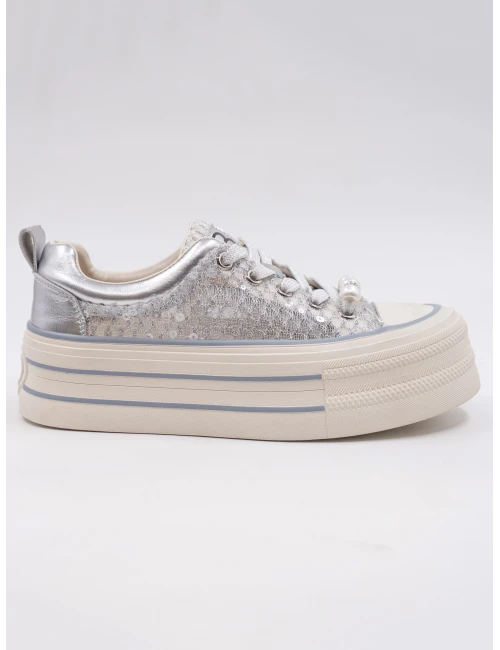 GÜMÜŞ DETAYLI KADIN SNEAKER GÜMÜŞ