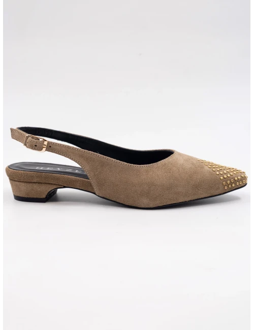 Zımba Detay Süet Deri Babet YAĞ YEŞİLİ