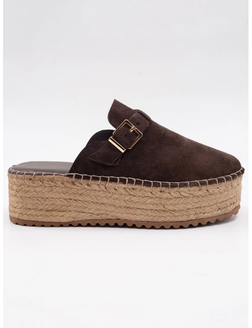 HASIR KALIN TABAN DERİ TERLİK KAHVE