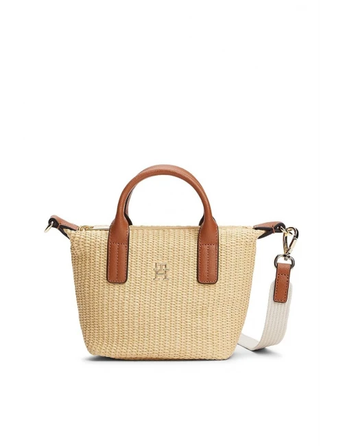 Tommy Hilfiger Popette Mıcro Tote Raffıa BEJ-KAHVE