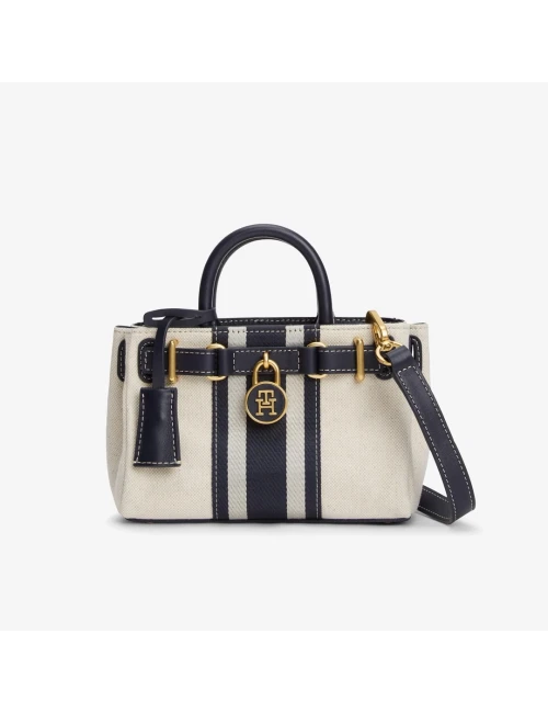 Tommy Hilfiger American İcon Micro Tote Canvas LACİVERT-BEJ