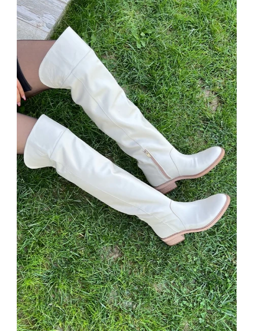 AHŞAP TABAN DETAYLI  UZUN ÇİZME KREM