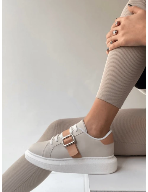KEMER DETAYLI SNEAKER NUDE