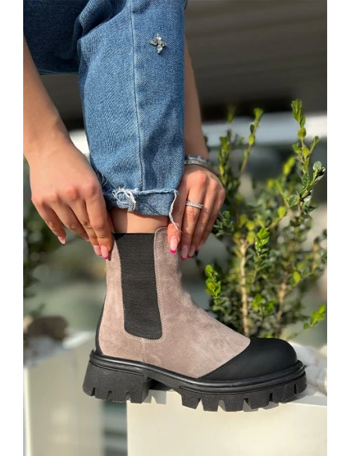 BURUN LASTİK DETAYLI  CHEALSEA  GRİ