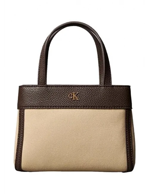 Calvin Klein Canvas Mini Tote Crossbody KAHVE