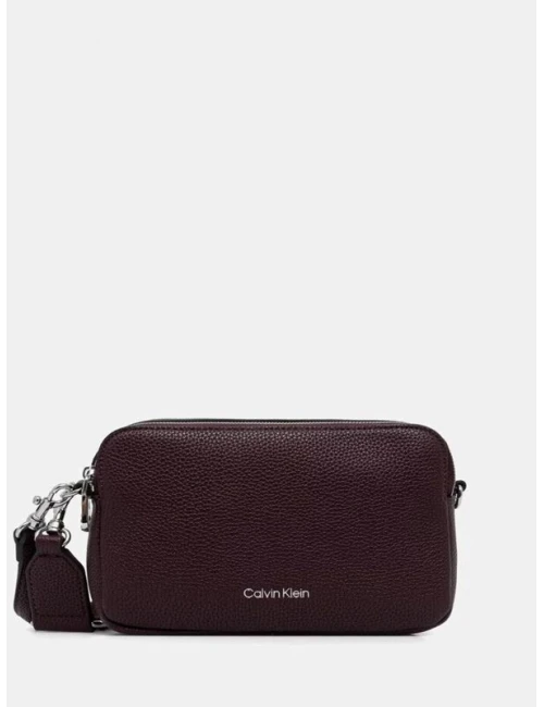Calvin Klein Monogram Baskılı Dokulu Çanta BORDO
