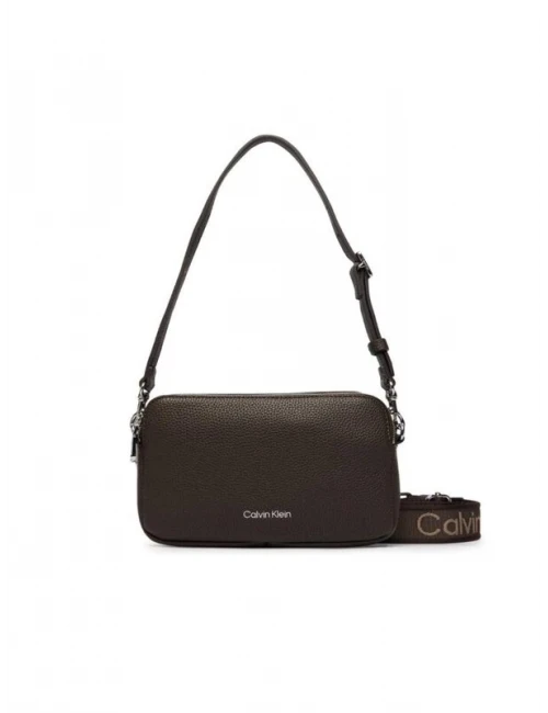 Calvin Klein Monogram Baskılı Dokulu Çanta KAHVE