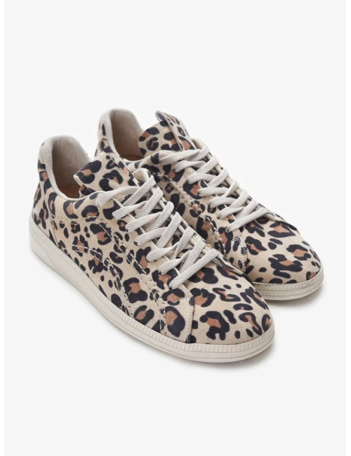 DİKİŞ DETAYLI DERİ SNEAKER LEOPAR