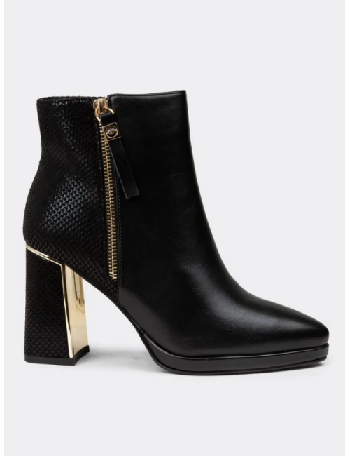 GOLD DETAY TOPUKLU BOT SİYAH